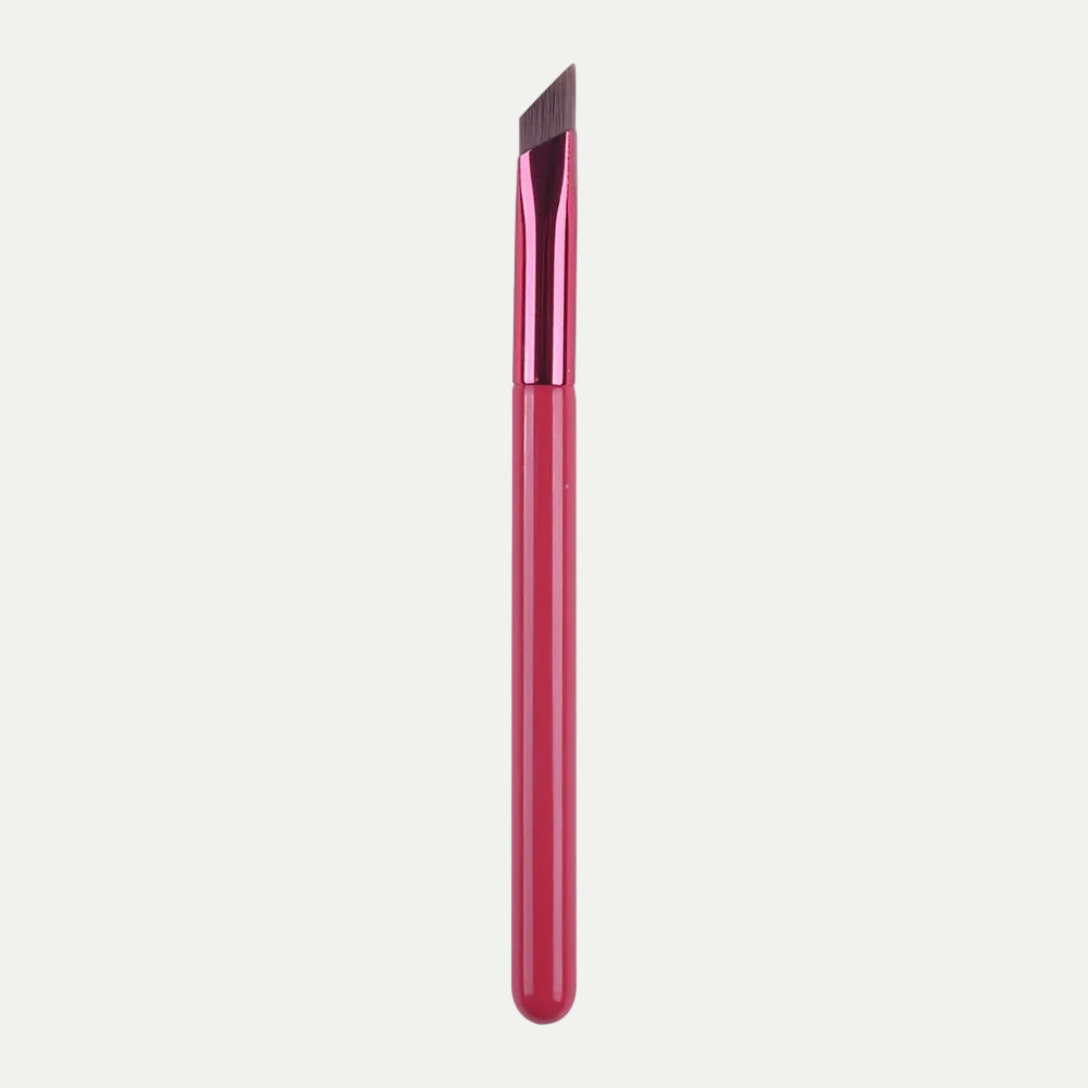 MEDAIONE angled eyebrow brush with pink handle and metallic ferrule, ideal for precise makeup application.