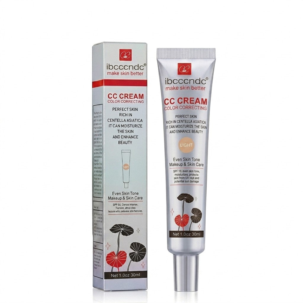 MEDAIONE CC Cream Color Correcting, lightweight, buildable coverage, SPF 15, with Centella Asiatica for radiant skin.