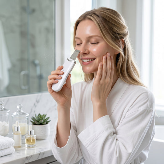 MEDAIONE ultrasonic skin scrubber with 3 modes: lifting, moisturizing, cleansing. Removes blackheads and acne.