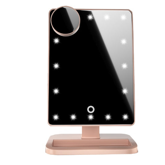 LED Touch Screen Makeup Mirror with Bluetooth Speaker – 20 Lights & 10X Magnification