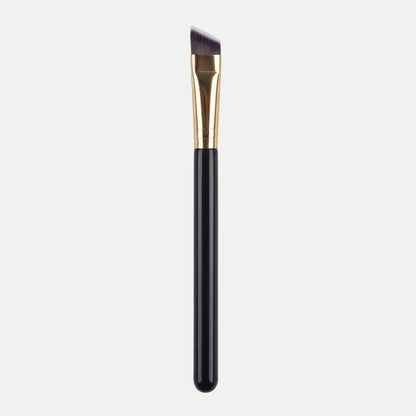 MEDAIONE angled eyebrow brush with black handle and gold ferrule, ideal for precise brow makeup application.