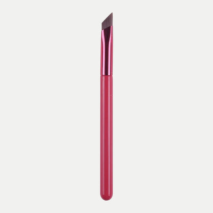 MEDAIONE angled eyebrow brush with pink handle and metallic ferrule, ideal for precise makeup application.