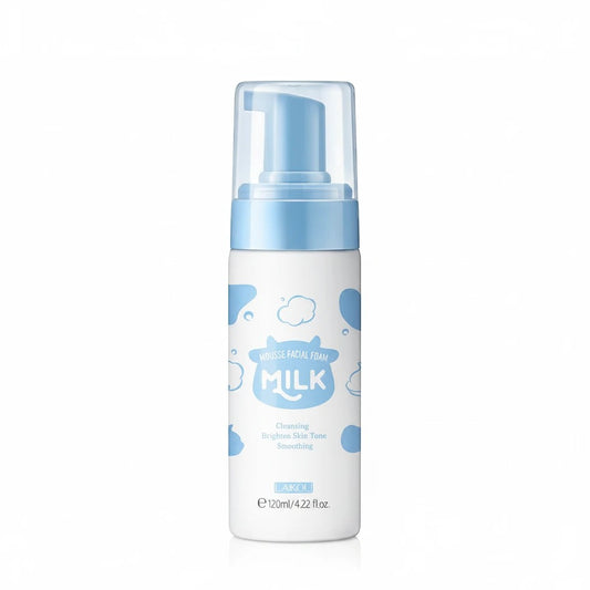 MEDAIONE Milk Mousse Facial Foam Cleanser 120ml, gentle daily pore purifier with milk protein formula for brightening and smoothing.